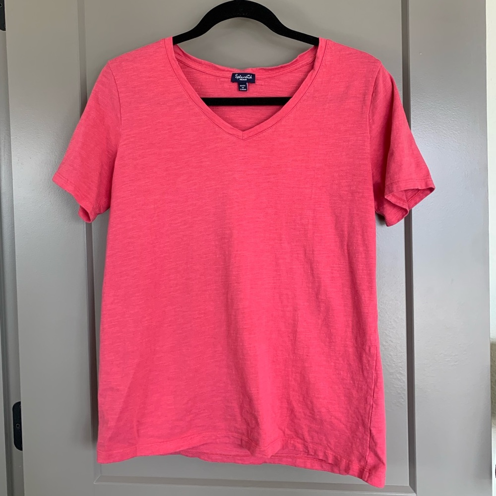 Spendid Medium, Pink/Coral V-Neck Tee Shirt